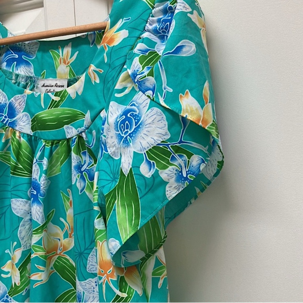 Vintage Hawaiian Muu Muu in a colourful aloha print, blue XL - Picture 5 of 9